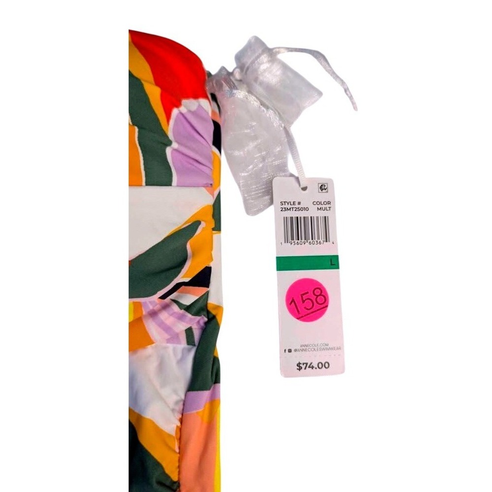 Anne Cole Tankini Top Womens Large Multicolor Tropical Twist Front 23MT25010 - Picture 8 of 15